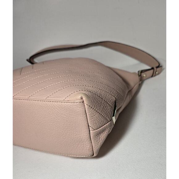 Karl Lagerfeld Paris Leather Hobo Shoulder Bag GiGi Soft Quilted Blush Pink - Picture 10 of 16